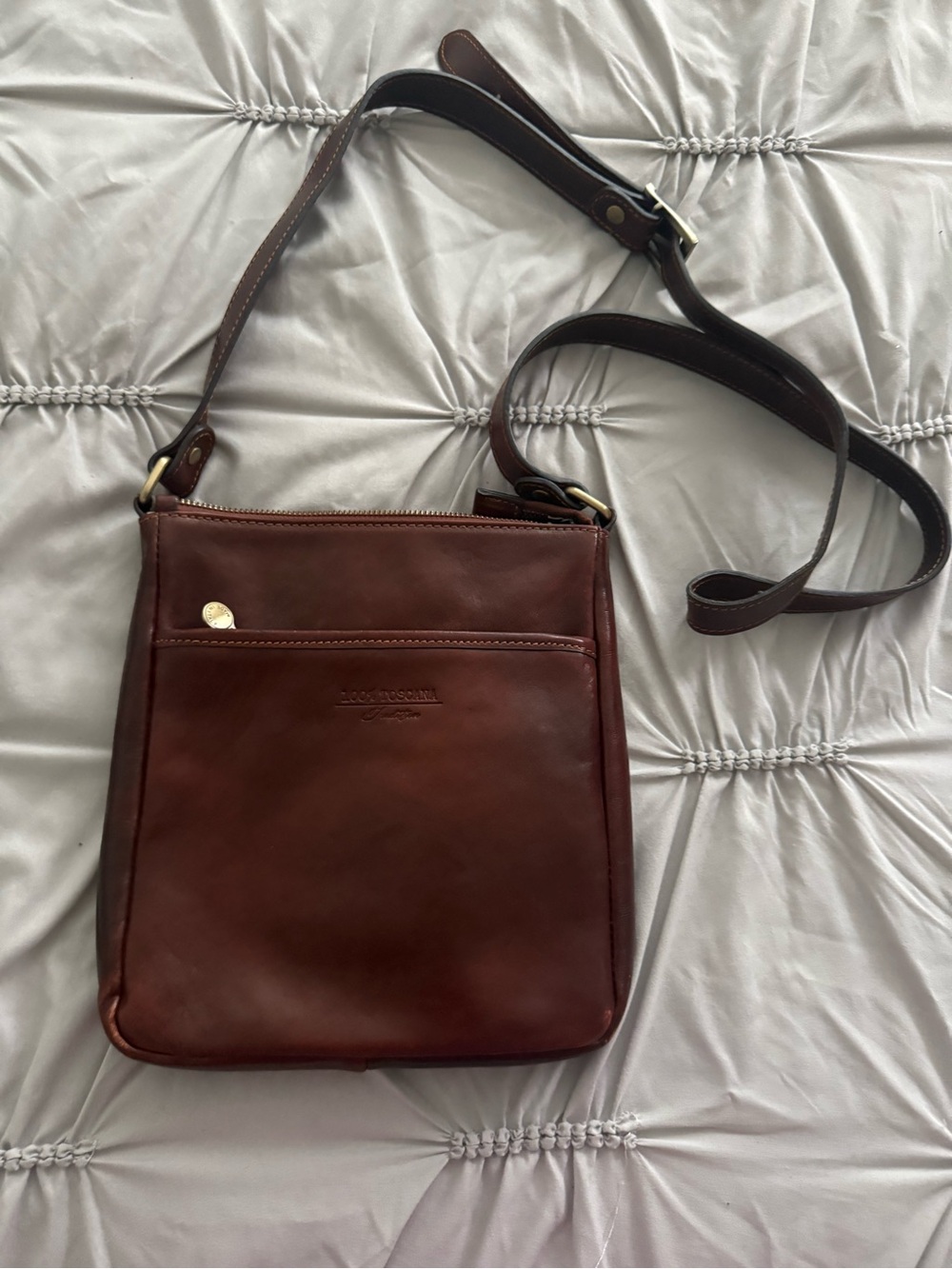 100% Toscana Leather Briefcase - Rich Chestnut Brown